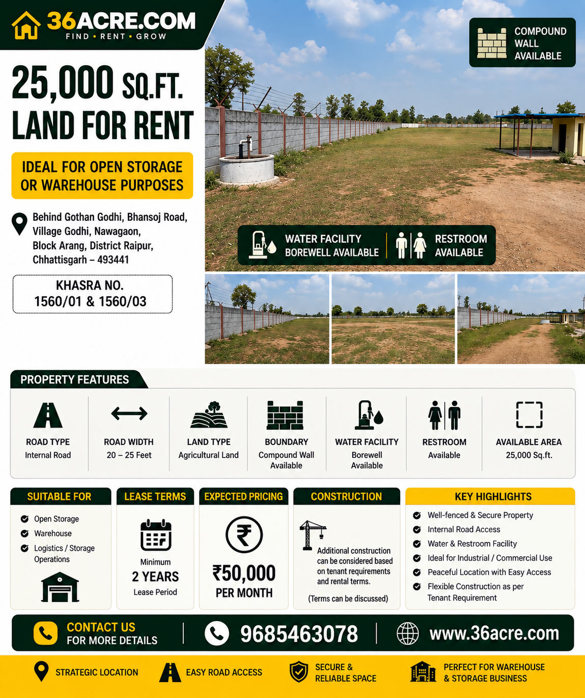 25,000 sq ft Agricultural Land for Open Storage / Warehouse featured property photo